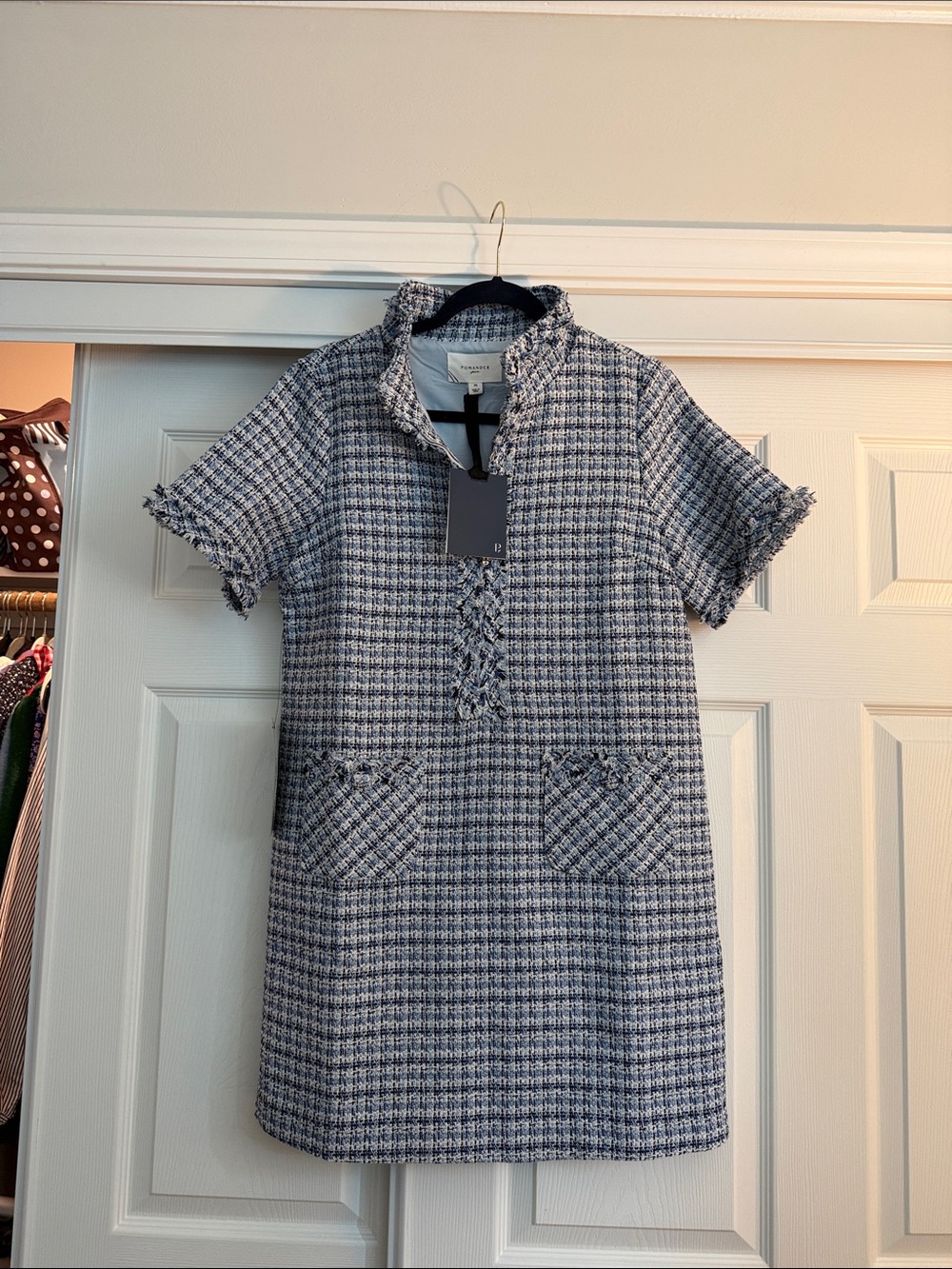 Pomander Place Blue Multi Tweed Ophelia Dress - Picture 2 of 5